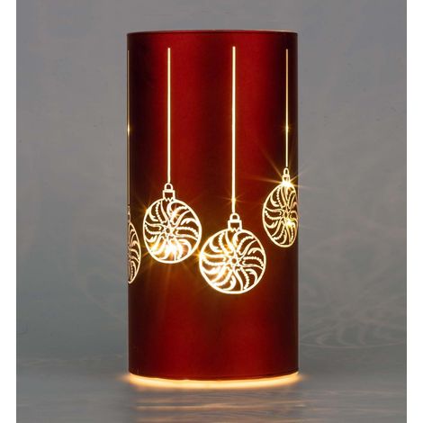 22cm Christmas Decorated Vase Led Red Glass Vase / Baubles (1/2)