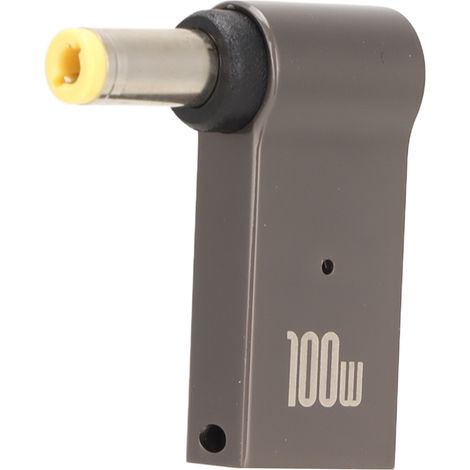Adaptateur secteur pour ordinateur portable PD USB Type C femelle I vers CC 100 W en alliage d'aluminium coudé, 5,5 x 2,5 mm (1/5)