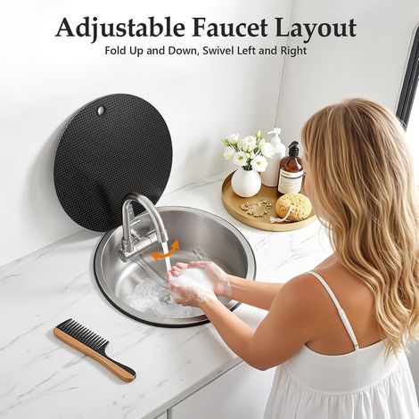Évier de cuisine à fermeture éclair - 34 x 15 cm - En acier inoxydable - Avec robinet pliable - Pour camping-car, caravane, camping-car (1/5)