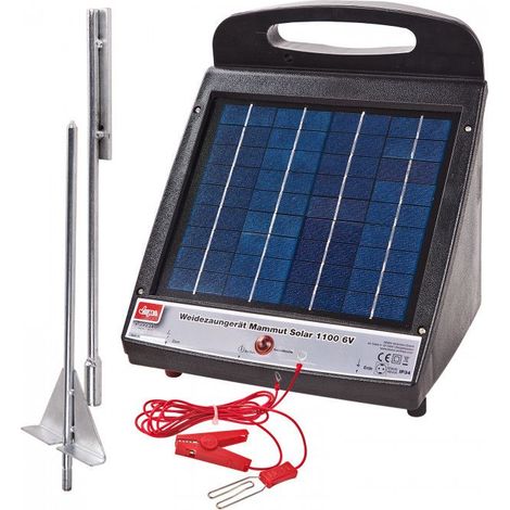 Dema – Electrificateur de clôture solaire 6V – Panneau solaire intégré – Sortie 9500V – Longueur de clôture max 2 km – Indice IP 24