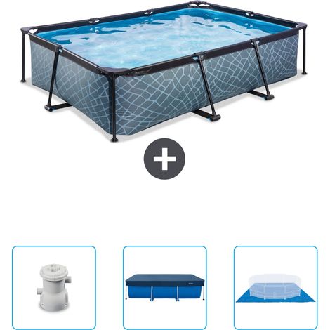 Exit Pool Rechteckig - Steinoptik - 300x200x65 cm - 4-teilig SCB76 (1/4)