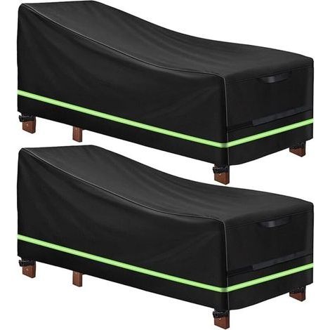 2 Housses Chaise Longue avec Bande Réfléchissante – Oxford 420D – Imperméable, Coupe-Vent (1/5)