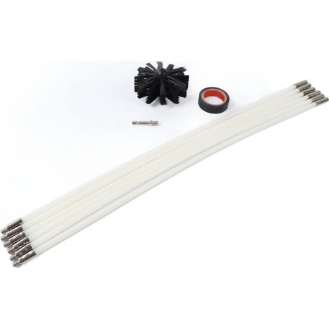 Ensemble de 9 pièces : brosse pour tuyau de perceuse électrique, brosse pour conduit de sécheuse de 62,5 cm, brosse électrique pour le nettoyage de cheminée (1/5)