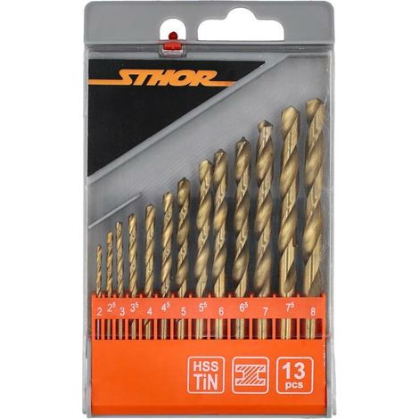 Bohrer für Metall, Titan 2-8 mm / 13 Stück / 22310 / sthor (1/2)