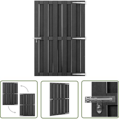 The Living Store Portillon WPC 100x150 cm Gris - Porte De Jardin - Portillon - Clôture - Barrière - Bois Composite (1/5)
