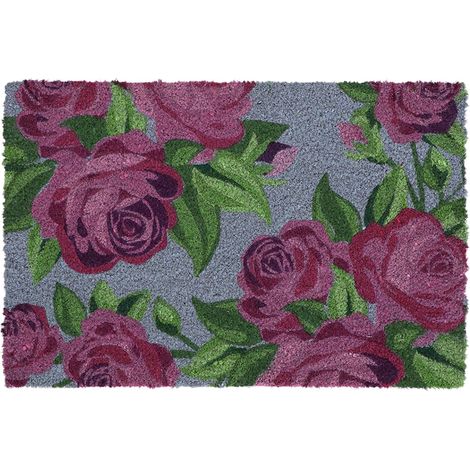 Esschert Desgin Türmatte Vintage Purple Roses altrosa-blau 60 x 40 cm - Kokos & PVC