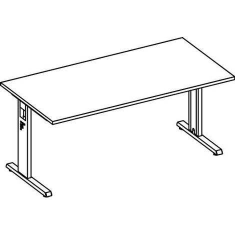 Schreibtisch Bela H650-850xB1600xT800mm Nussbaumdekor gerade Form C-Fuß (1/2)