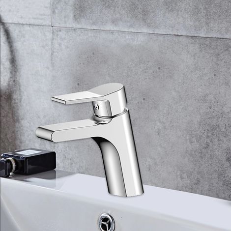 Robinet vasque mitigeur design de lavabo bec fixe laiton chrome (1/4)