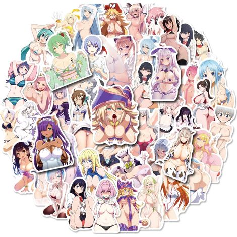 50 Autocollants Anime Filles Imperméables pour Ordinateur Portable, Téléphone, Gourde, Casque, Skateboard, Voiture, Valise - Lot de 50 (1/5)