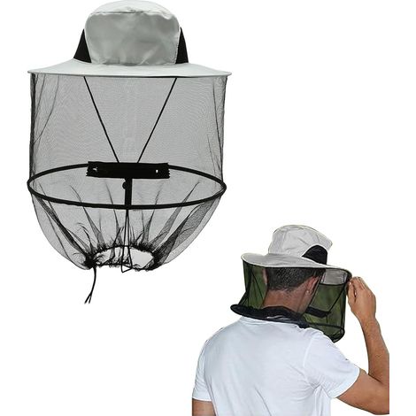 Sombrero con mosquitera, sombrero de apicultor, mosquitera, mosquitera, mosquitera para hombres y mujeres, ideal para pesca y acampada al aire libre (gris) (1/5)