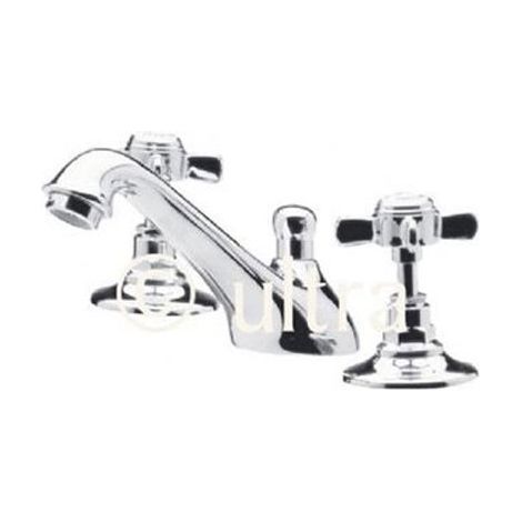 Nuie Beaumont 3-Hole Basin Mixer Tap Deck Mounted with Pop Up Waste - Chrome (1/3)