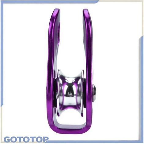 Poulie D'Escalade - Alliage D'Aluminium - Charge Maximale 1000 Kg - Compatible Corde 8 À 12 Mm - Violet - 1 Pièce (1/5)