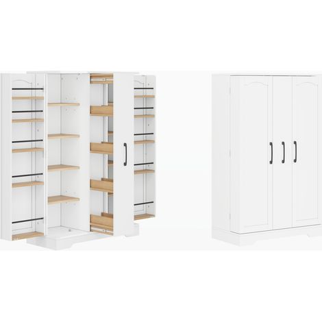 Credenza cucina bianca in MDF con doppio sportello e porta spezie 120 x 78 x 35 cm (1/5)