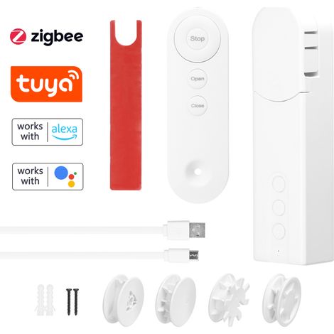 Beyamis Moteur de rideau à tringle ZigBee - Ouverture automatique, compatible Google Home sur passerelle (1/5)