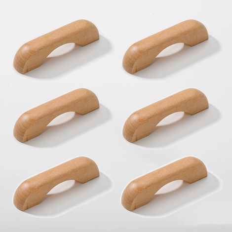 6 Pièces Poignées de Meuble Cuisine poignées de tiroir en Bois avec vis Poignées en Arc pour placards pour Meubles de Cuisine et Tiroirs et Poignée de Meuble 64mm (1/5)
