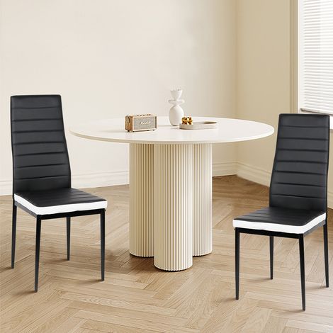 Set 2 Sedie Imbottite per Sala da Pranzo con Rivestimento in Similpelle Haloyo®,Principale nero e secondario bianco (1/5)