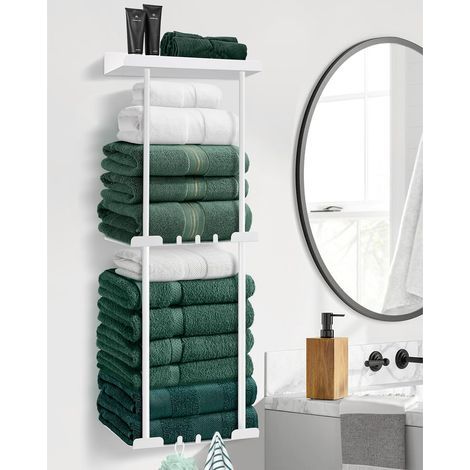 1 Porte Serviette Mural, Extensible 38-75 Cm, Design Noir, Sans Perçage, Pour Salle De Bain (1/4)