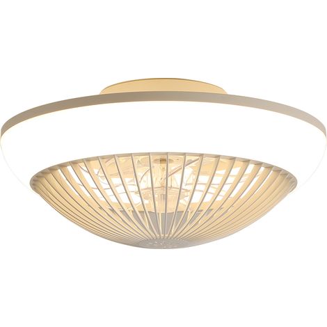 URBAN MEUBLE Ventilateur de plafond LED couleur 38 cm, connecté App, 7 pales transparentes, télécommande, moteur réversible (1/5)