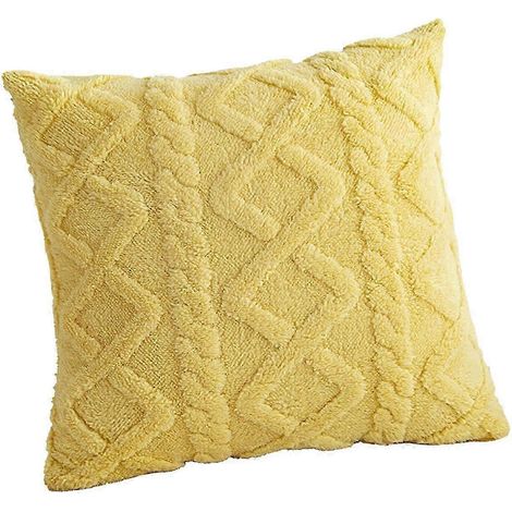 Housse de coussin carrée en peluche douce et moelleuse, luxueuse, pour la décoration intérieure, idéale comme cadeau, pour une chaise, une fête, un hôtel ou un restaurant.-Yellow (1/5)