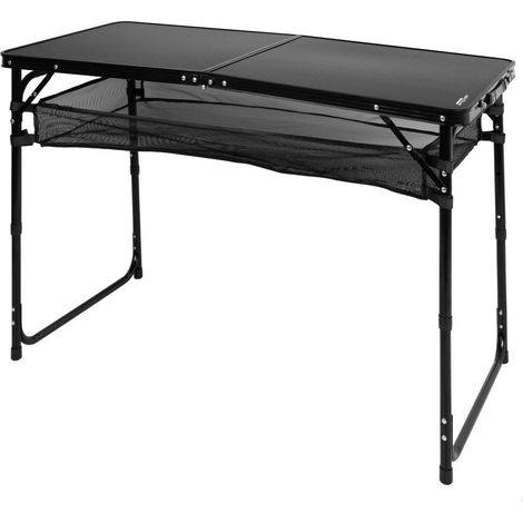 AKTIVE Table pliante, noire, 120 x 60 x 60 x 60/70 cm, hauteur réglable, plateau antidérapant, supporte 30 kg, poignée de transport, filet latéral amovible inclus, plage, jardin (63089) (1/5)