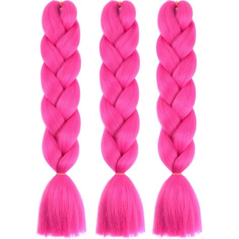 Ombre Hair Extension - 60 cm - Heat Resistant Synthetic - Pink - 3 Bundles - 300 g (1/5)