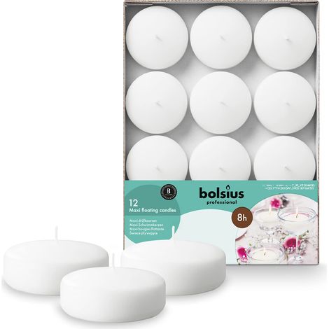Candele galleggianti BOLSIUS Maxi BOX 77/29 (8h) 12 pezzi bianco