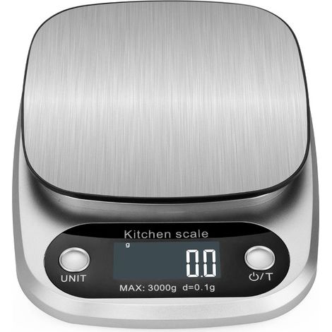 Bilancia da cucina elettronica da 10 kg/1 g, alta precisione, bilancia per alimenti domestica con ampio display LCD, adatta per pesare torte/crostate/biscotti professionali.