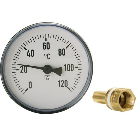 Afriso Bimetall Thermometer Zeigerthermometer 0°C-120°C mit Tauchhülse 1/2" 'Ø 100x100 mm'