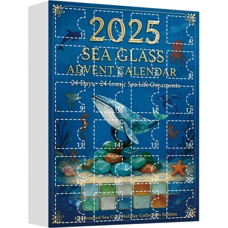 Calendrier De Lavent En Verre De Mer - 24 Ornements Acryliques Plats À Accrocher - Compte À Rebours De 24 Jours - Décoration De Noël (1/5)