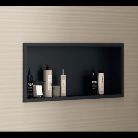 Wandnische Dusche CLARIS einbaubare Duschablage schwarz (1/5)