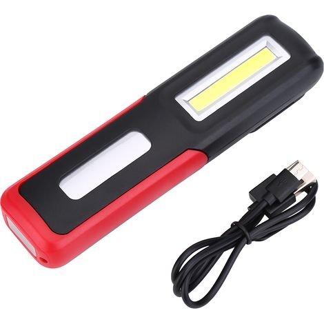 Lampe de travail LED COB rechargeable USB avec aimant et crochet, lampe de poche extérieure (Rouge) (1/5)