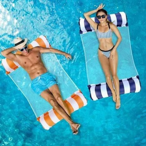 Schwimmboje für Erwachsene (2er-Set). Aufblasbare 4-in-1-Schwimmmatte. Aufblasbare Schwimmhängematte. Schwimmnetz. Schwimmen (1/5)