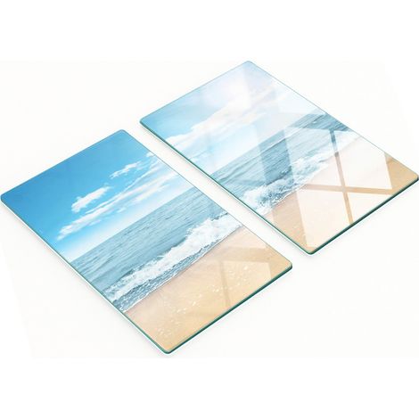 Tableros de vidrio decorativos multifuncionales con estampado playero, 2x30x52 cm.
