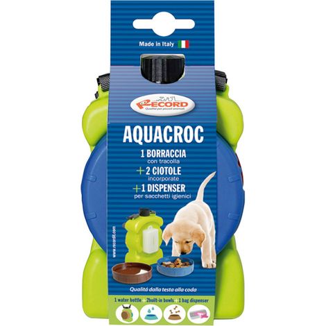 Borraccia Aquarock multifunzione con ciotole incorporate e portasacchetti igienici per cani e gatti