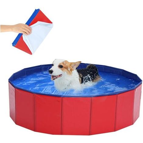 Foldable Dog Pool with Drain Valve, Non-Slip, PVC, for Small Dogs and Cats (1/5)