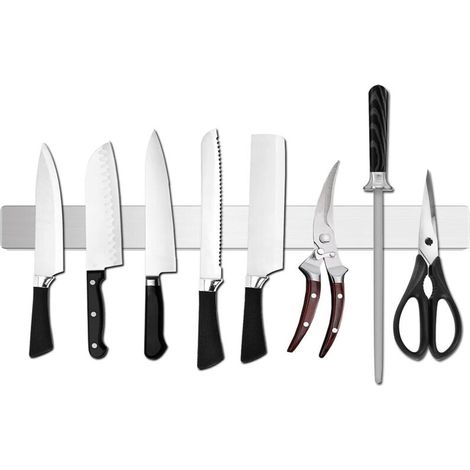 Porte-couteau magnétique mural, porte-couteau magnétique, porte-couteau magnétique à bande murale, porte-couteau magnétique pour réfrigérateur, adapté au porte-ustensiles de cuisine à domicile, 40 cm (1/5)