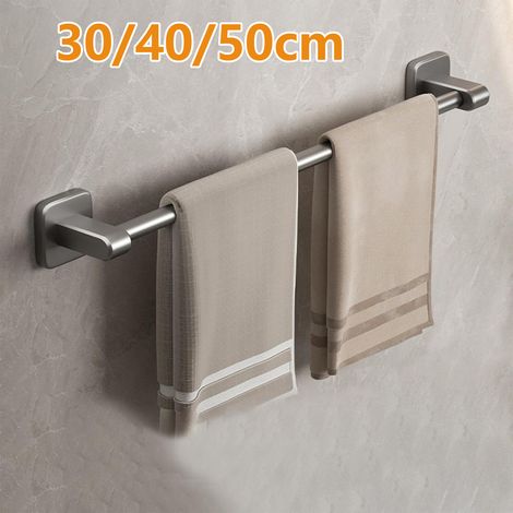 Barre porte-serviettes auto-adhésive sans perçage, pour salle de bain et cuisine, 40 cm (1/5)