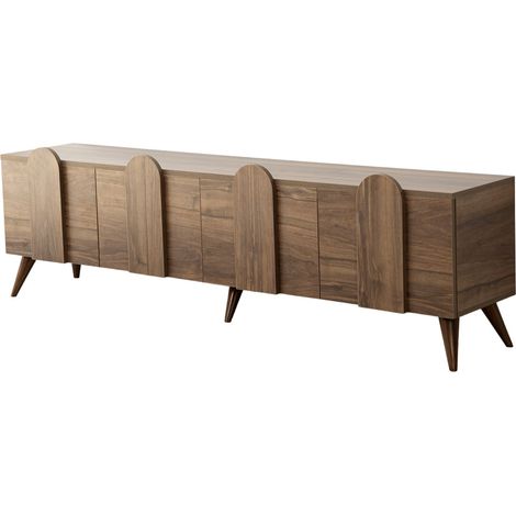 Meuble de rangement en bois 4 portes battantes Robas 180cm-Couleur Marron Foncé (1/5)