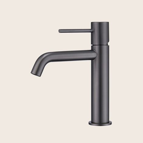 Exagonshop Rubinetto lavabo senza scarico ottone grigio metallico