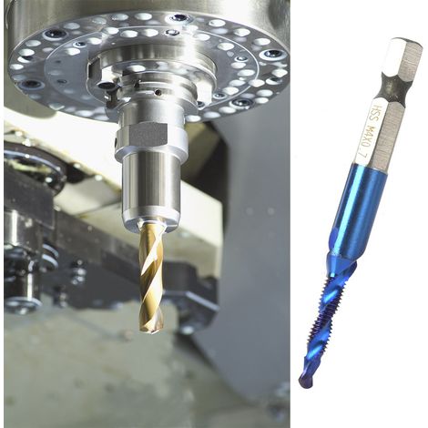 Foret taraud HSS acier rapide bleuté 6,35mm queue hexagonale M4, foret combiné carbure, outillage perçage taraudage précision (1/5)