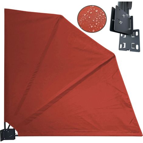 Sichtschutz Fächer 115 x 115 cm EASY MOUNT Rotorange Blickdicht Balkon Trennwand Windschutz Sonnenschutz