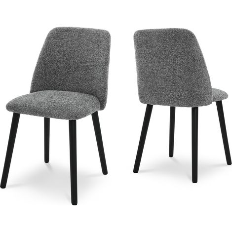 Goeurvant Sedie da Pranzo Minimaliste Moderne con Rivestimento Traspirante e Gambe in Legno Massello - Set di 2 - Grigio ardesia - Ciniglia (1/5)
