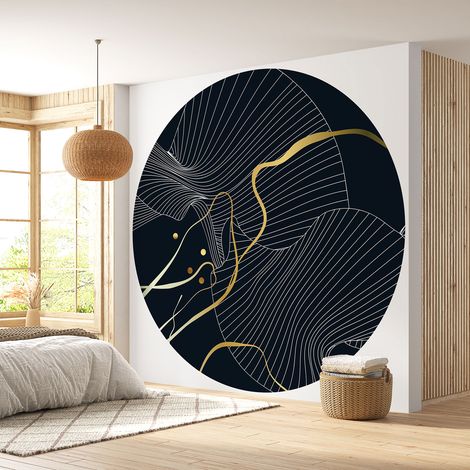 Papier peint rond / cercle - Motif botanique - Diamètre 50 cm (1/4)