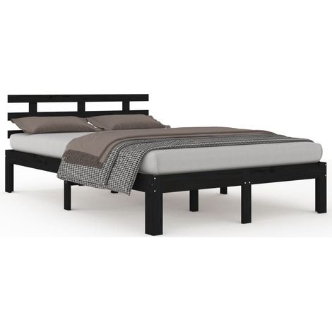 Maison Exclusive - Massivholzbett Schwarz 200x200 cm