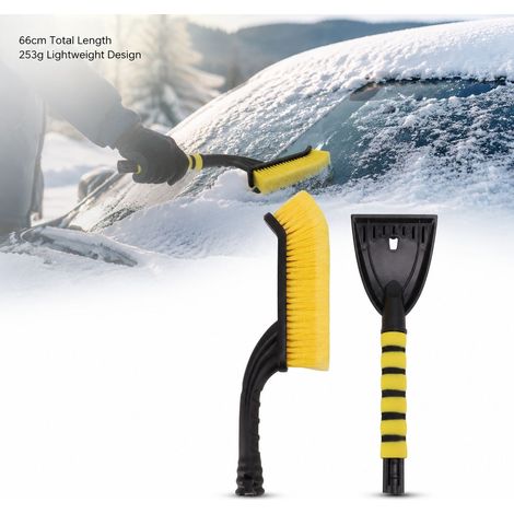 Spazzola da neve - Raschietto per ghiaccio con manico in schiuma ABS rimovibile, 66 cm, giallo/nero, strumento per la rimozione della neve per auto e camion, inverno (1/5)