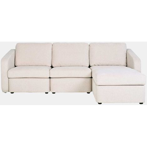 Divano componibile a 3 posti in beige con poggiapiedi KONEKT (1/5)