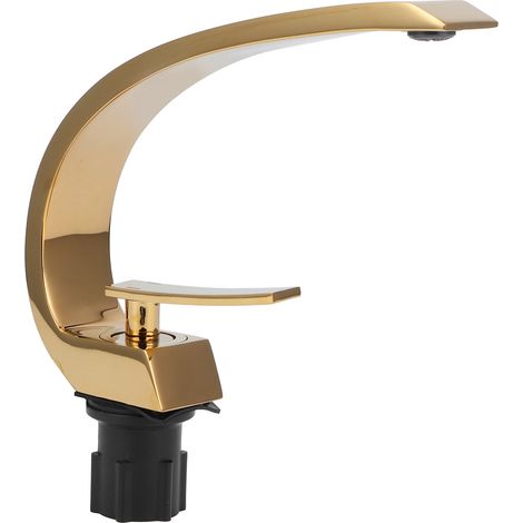Robinet mitigeur monotrou pour lavabo sous plan, design incurvé G1/2, couleur or (1/5)