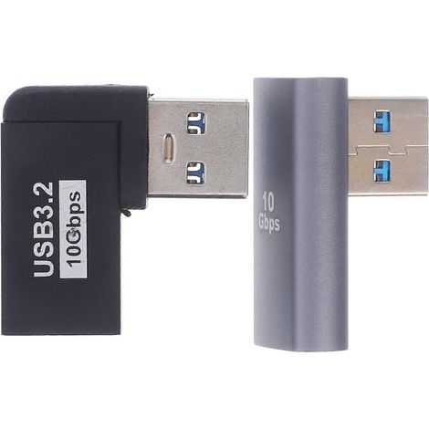 2 connecteurs USB coudés à 90°, adaptateurs USB 3.0 mâle vers femelle. (1/5)