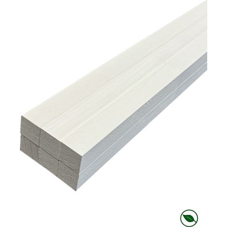 Lot de 6 tasseaux sapin du Nord prépeints blanc 2400 x 27 x 27 mm FSC (1/3)