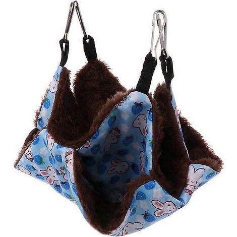 Hamac double couche pour hamster, cage, lit planeur, suspendu chaud pour se reposer et jouer - Bleu (1/4)